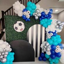 About 100pcs White Soccer Ball Latex Balloons, 12-Inch, Helium-Ready, Ideal For Youth Birthday & Sports Events, Durable Party Decorations
