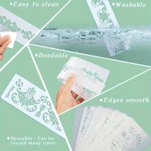 8pcs Exquisite Frame Templates, Flower Templates, Cake Decorating Templates, Reusable DIY Art & Craft Templates, Decorative Borders Baking Tools For Painting On Wood, Canvas, Paper And Fabric,Back To School,School Supplies