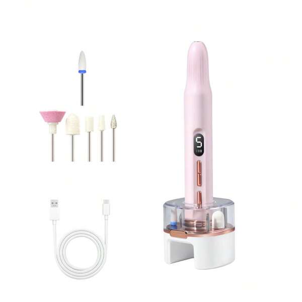 1PC Pink Portable Nail Drill Set With UV Nail Lamp, Electric Nail Polisher With Nail Light, Nail Drill Machine Nail Dryer With LED Display, Manicure Pedicure Kit Nail Tools For Travel Home Salon Use