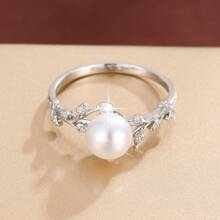 Elegant Copper Ring For Women With Branch And Leaf Design, Synthetic Zirconia, Versatile For Daily Wear & Gift Giving, All Seasons Suitable