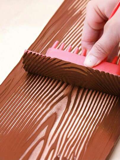 Wood Grain Effect Rubber Texture Paint Roller Brush - 1pc Artistic Wallpaper & Paint Finishing Tool For Paint Printing, Drawing