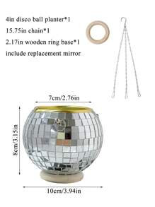 قطعة واحدة كرة مرقصة فضية بحجم 4 / 6 / 8 بوصة مع سلاسل ، صنع يدوي من سطح مرآة زجاجية، مناسبة للحديقة الخارجية والمكتب والمنزل ، تشكيلة ديكورية