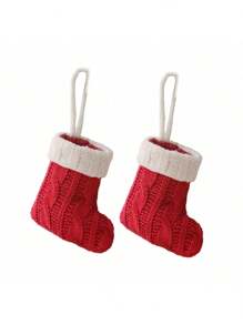 Decoraciones navideñas - Juego de cubiertos en forma de calcetín navideño miniatura, 12 piezas, calcetines navideños clásicos pequeños para decorar la chimenea, decoraciones colgantes para fiestas navideñas