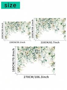 1 Stück Wandfotohintergrund mit grünen Eukalyptusblättern, Aquarell Frühling Natur Party Banner 150 * 100 cm / 210 * 150 cm / 270 * 180 cm, für Innen- und Außenbereich, Baby-Dusche, Geburtstag, Hochzeit Fotohintergrund