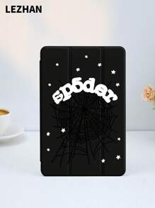 1pc Black Spider Web Pattern Flat Protective Case, Compatible With IPad 10.2", IPad Pro 11" 2021/2020/10th Gen, IPad Mini 4/5/6, Galaxy Tab A8 10.5" 2022, Matepad 10.4"/Tab, With Pencil Slot, Anti-Drop, Tablet Stand Cover
