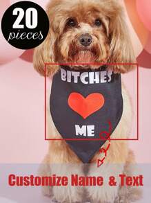 20 Pieces/10 Pieces/1 Piece Custom Name Letters Or Text Pet Cat Dog Animal Triangle Scarf Bib Scarf Pet Saliva Accessory Triangle Scarf, Suitable For Customizing Pet Names Or Greetings, Can Be Given As A Pet's Birthday Gift