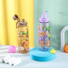 1 sticlă de apă portabilă cu design Capybara, 1000 ml/32 oz, reutilizabilă, cu capacitate mare, pentru băut direct, pentru activități în aer liber, sport, fitness, birou, picnic, camping, călătorii, ziua de naștere, cadou de aniversare