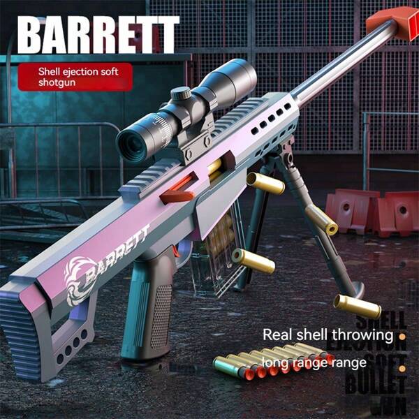 1pc Barrett Sniper Toy Gun - Super Large Size - 30 Inch Full Length - Realistic Shell Ejection - Children Toy Gun - Disassembling & Assembling - Equipped With High Capacity Magazine - Comes With Suction Cup Soft Bullets - Birthday Gift - Christmas Gift - Halloween Gift - Perfect Gift - Gift Item - Kids Toy - Toy Gun