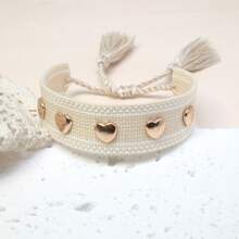1 Stück handgemachtes Boho Makramee-Armband mit Herz und Quasten, verstellbar, geeignet für Freunde, Familie, Studenten, Feiertagsgeschenke, Party, Reisen, Hochzeitsbekleidung