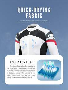 男式透气弹力速干长袖骑行服 - 白色 - 查看 5