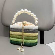 Dancing Engine Sparkling Rhinestone Handbag Chain Shoulder Bag Designer Handmade Clutch Purse, New Arrivals Party Bag - Green - View 9