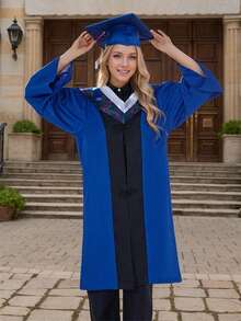 Bachelor's Graduation Gown, Commencement Attire Ceremonial Robe - Blue - View 1