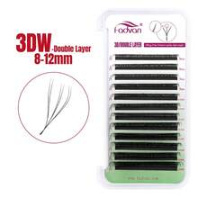 Fadvan 真 6D W 型睫毛 0.07 C/D 8-15mm 專業接睫毛 自然柔軟黑色 W 款嫁接睫毛 - 黑色 - 查看 15