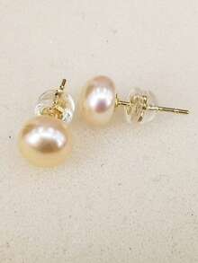 1对9-9.5毫米天然淡水珍珠S925银耳钉