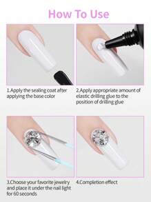 RS NAIL Gel de uñas con piedras de rhinestones RSNAIL. Gel de uñas súper fuerte para decoraciones. Accesorio de uñas 3D con brillo. Adhesivo para gemas y joyas de arte de uñas. Necesita ser curado con luz UV/LED