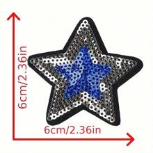 30/20-Pack Star-Shaped Iron-On Embroidered Applique Patches With Golden And Blue Sequins For Clothing And Bag Decoration