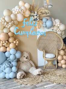 BabyShower Balloon Garland Arch Kit 137pcs Macaroon Blue White Sand Ivory Balloons For Valentine's Day Decorations Gender Reveal Boho Wild One Birthday Theme Party