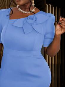 Women 3D Floral Short Sleeve Bodycon Party Dress, Cocktail Semi Formal Dress, For Birthday, Graduation Dress,Wedding Guest, Graduation, Dinner, Homecoming