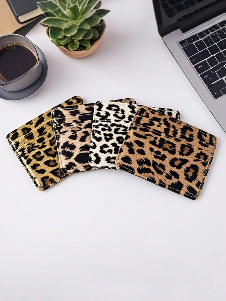 [Travel Scene] Fashionable Travel Essentials Leopard Print Multifunctional Card Holder Large-Capacity Credit Card Storage Box Unisex Passport Ticket Holder Anti-Lost And Anti-Theft Card Holder Lightweight And Portable Card Holder Cheetah Print Travel Accessories