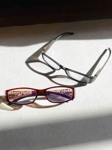 2pcs Rectangle Diamond Decorated Pattern Fashion Glasses, Suitable For Work, Computer Use & Daily Wear - Đen + Tím - Xem 1