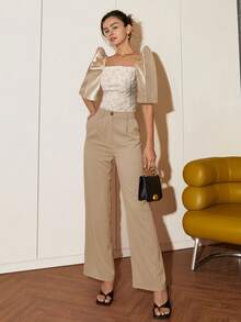 Amyenjoylife Women's Modern Elegant Filipiniana Attire, Casual Short Sleeve Blouse