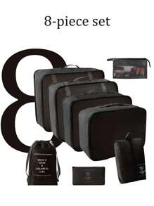 10-1pc Travel Packaging Cube, Waterproof Portable Luggage Organizing Bag, Clothing Storage Bag, Including Clothing Bag, Inner Garment Bag, Shoe Bag, Digital Product Storage Bag, Drawstring Bag, Breathable Net Bag, Toileter Bag, Jewelry Bag, Skin Care Bag, Luggage Storage Bag, Large-Capacity Makeup Organizer Makeup Box, Suitable For Travel, Dormitory, School, Beach