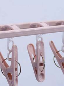 1pc Collapsible Hanging Clothes Drying Rack With Clothespins, Multi-Functional, Suitable For Travel & Back To School, Foldable For Storage