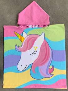 1PC Kids Beach Towel For Boys Girls, Mermaid Hooded Bath Towel Wrap, Toddler Pool Towel With Hood For 3-6 Years Old