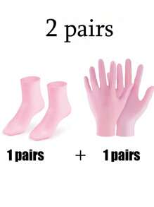 1/2 pares Juego de hidratación y alivio para manos y pies de silicona, hidratación intensiva, calcetines reutilizables de aloe vera, calcetines para spa nocturno, calcetines de gel antideslizante para talones, adecuados para mujeres y hombres con piel seca y pies ásperos, cuidado de los pies en casa, a usar con sus lociones y cremas favoritas