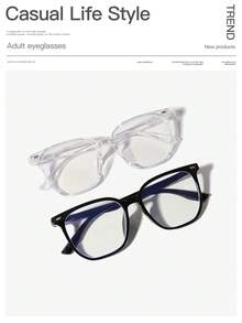 1 Pair Men's Acrylic Casual Lightweight Square Frame Fashion Black Glasses, Suitable For Daily Reading And Commuting - Multicolor - View 7