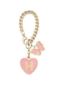 1pc 26pcs Letter Heart Butterfly Metal Bag Charm, Personalized Heart Butterfly Shape Lucky Letter Pendant With Lobster Clasp, Suitable For Decorating Handbag, Wallet, Backpack, Cup, Perfect Gift For Girlfriend, Wife, Girl, Woman, Mother, Sister, Daughter, Friend, Teacher, Classmate On Birthday And Special Occasions - Pink - View 15