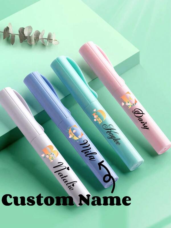 1PC Pen-Style Scissors Creative Stationery Mini Folding Student Art Scissors Pen-Style Cap Student Paper-Cut Scissors Personalized Text Letter Customization