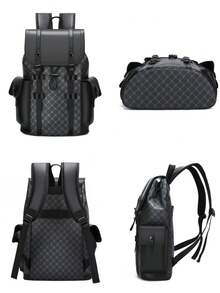 Men PU Floral Vintage Backpack Large Capacity Business Commuter Bag Stylish Casual Travel Laptop Bag Perfect Gift For Men Suitable For Students And All Occasions Lightweight Portable Design For Quick Trips Attach To Luggage,Unisex Design Backpack For Travel Bag Laptop Luxury Bags - Black - View 6