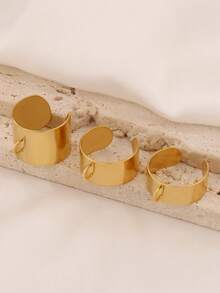 2pcs Stainless Steel Open Rings Silver Gold Color Punk Wide Round Ring Base For DIY Rings Jewelry Making Accessories - Ring Setting - View 3