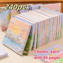 240pcs Landscape Painting Style Self-Adhesive Notes, Inspirational Design, High Aesthetic, Sticky Memo Pad - Ideal For Students, Office And Home Use Room Decor Home Decor Stickers Wall Decor