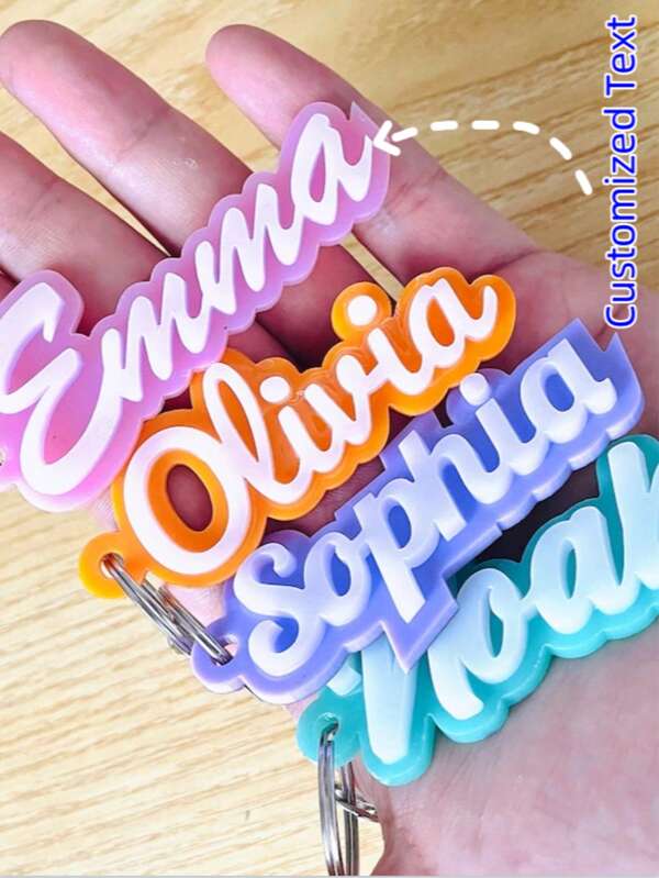1PC Custom Acrylic Name Keychain Label - Customizable Cursive Font In Multiple Colors, Circular Buckle Design Suitable For Backpacks, Suitcases, Lunch Boxes - Valentine's Day, Christmas, Graduation Gifts Exclusively For Women | Cursive Keychain | Acrylic Material, Cute Luggage Identification Tag
