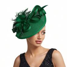 Elegant Alluring Women Derby Church Wedding Feather Sinamay Fascinator Headband Hair Clip Mini Hats Tiny Hats Derby Hat Mini Top Hat Mini Cap, School Stuff