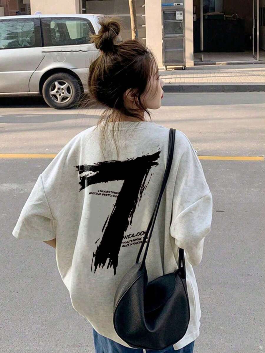 日式女装宽松圆领休闲百搭卡通熊猫印花短袖T恤春夏装背面上衣