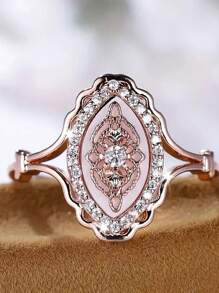 1pc Delicate Lace Zirconia Ring, Luxurious & Versatile Gift, Suitable For Mother's Day
