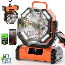 [Touch Control LED Camping Fan] 20000mAh Portable LED Camping Fan With USB Rechargeable Battery & Built-In Light | Compact Outdoor Cooling Fan For Tents, Fishing, And Hiking | Rugged Outdoor Design, Versatile Outdoor Fan, Camping Accessories