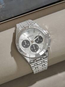 Relógio Casual Masculino com Mostrador Colorido, Design de Panda de 3 Olhos, com Pulseira de Aço e Movimento de Quartzo para Tempos Precisos