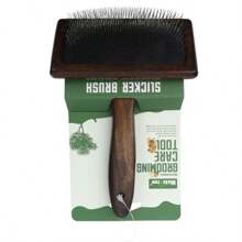 1pc Wooden Pet Grooming Brush, Dual Use For Dogs & Cats, Long Hair Detangling Massage Brush, Anti-Static, Fur Removal, Pet Grooming Tool