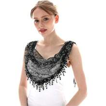 三角蕾丝头纱薄纱围巾遮盖教堂头纱，适合集体婚礼伴娘，适用于中东、沙特阿拉伯夏季生日礼物海滩返校学校用品房间装饰 - 彩色 - 查看 11