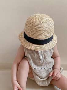 1 pieza Sombrero tejido de protección solar para niños, sombrero de sol para bebé, perfecto para actividades al aire libre, vacaciones, fiestas, uso diario, unisex, 0-3 años