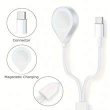 Magnetic Charging Cable Compatible With Apple Watch Charger,USB Type C Charger Compatible With Iphone15 And Android Phone[USB C & USB A] Wireless Charger Coaxial Cables Compatible With Watch Series Ultra2/Ultra/8/7/6/SE/SE2/5/4/3/2