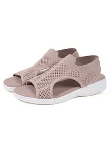 Plus Size Women Casual Slip-On Sport Sandals, Lightweight Breathable Mesh Fashion Sandals, Versatile, Please Order 1 Size Larger - Pink - View 3