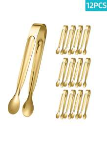 1/4/6/12 Pieces Stainless Steel Tongs Small Serving Tongs For Sugar Cubes, Ice Cubes, Mini Fruits, Candies, Suitable For Kitchen, Restaurant, Cafe, Afternoon Tea, Dessert, Party, Birthday Decoration, For Outdoor, Camping