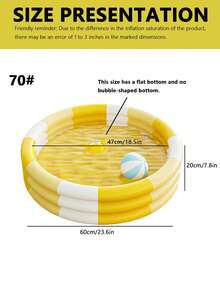 1 个充气圆形游泳池，黄色，超大超厚成人适用，适合户外、花园、后院、夏季水上派对（尺寸：60 厘米、90 厘米、100 厘米、130 厘米、150 厘米）、沙滩必需品、沙滩配件、泳池浮板