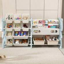 Kids Toy Storage Organizer, Toy Organizer With 2 Tier Bookshelf, Toy Storage With Shelf And 12 Toy Bins, Kids Bookshelf And Toy Storage For Playroom, Bedroom, Kids Room, Classroom - White - View 1