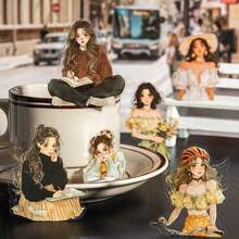 2 Sets Of 9pcs Vintage Style Girl Sticker Books, Holiday Theme, Retro Character Design For Planner, Random Style - Multicolor - View 12